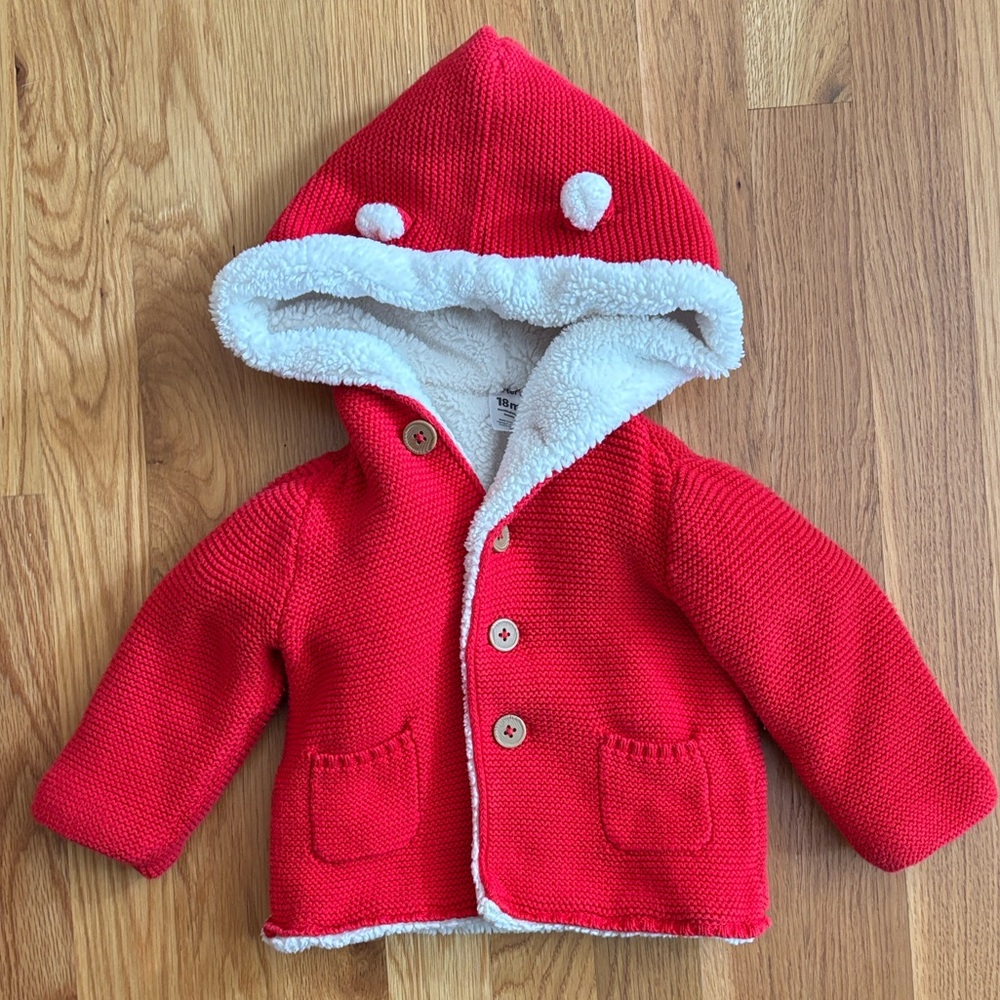 18M Carter’s Red Fleece Lined Sweater Coat